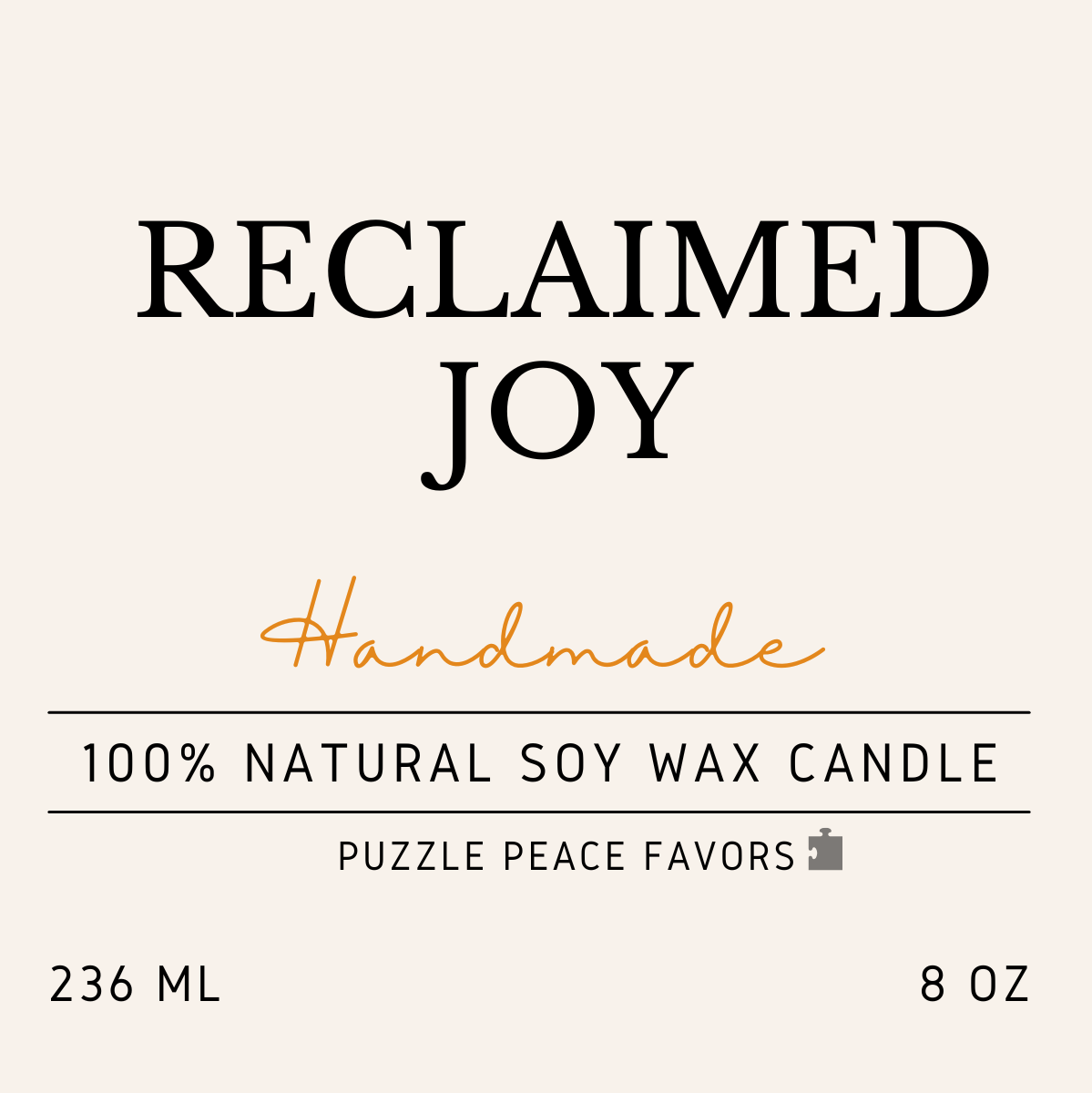 Reclaimed Joy Soy Wax Candle 8oz